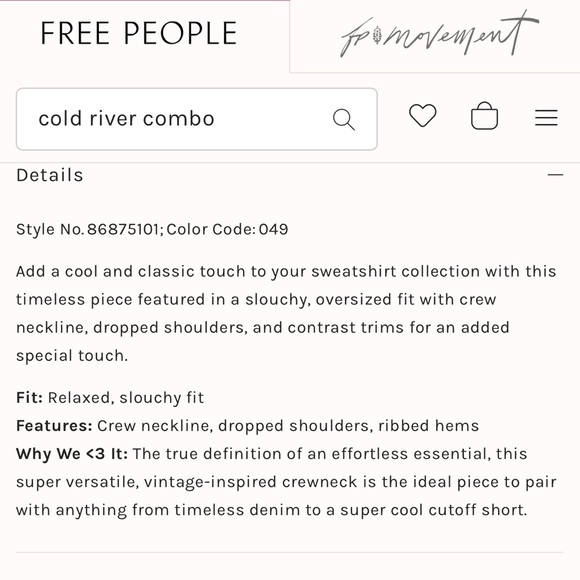 NWOT Free People Classic Crew Colorblock Sweatshirt - Picture 6 of 10